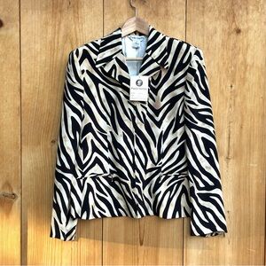 Paolo Santini NWT Vintage Silk Zip Up Lined Blazer Jacket Sz 12